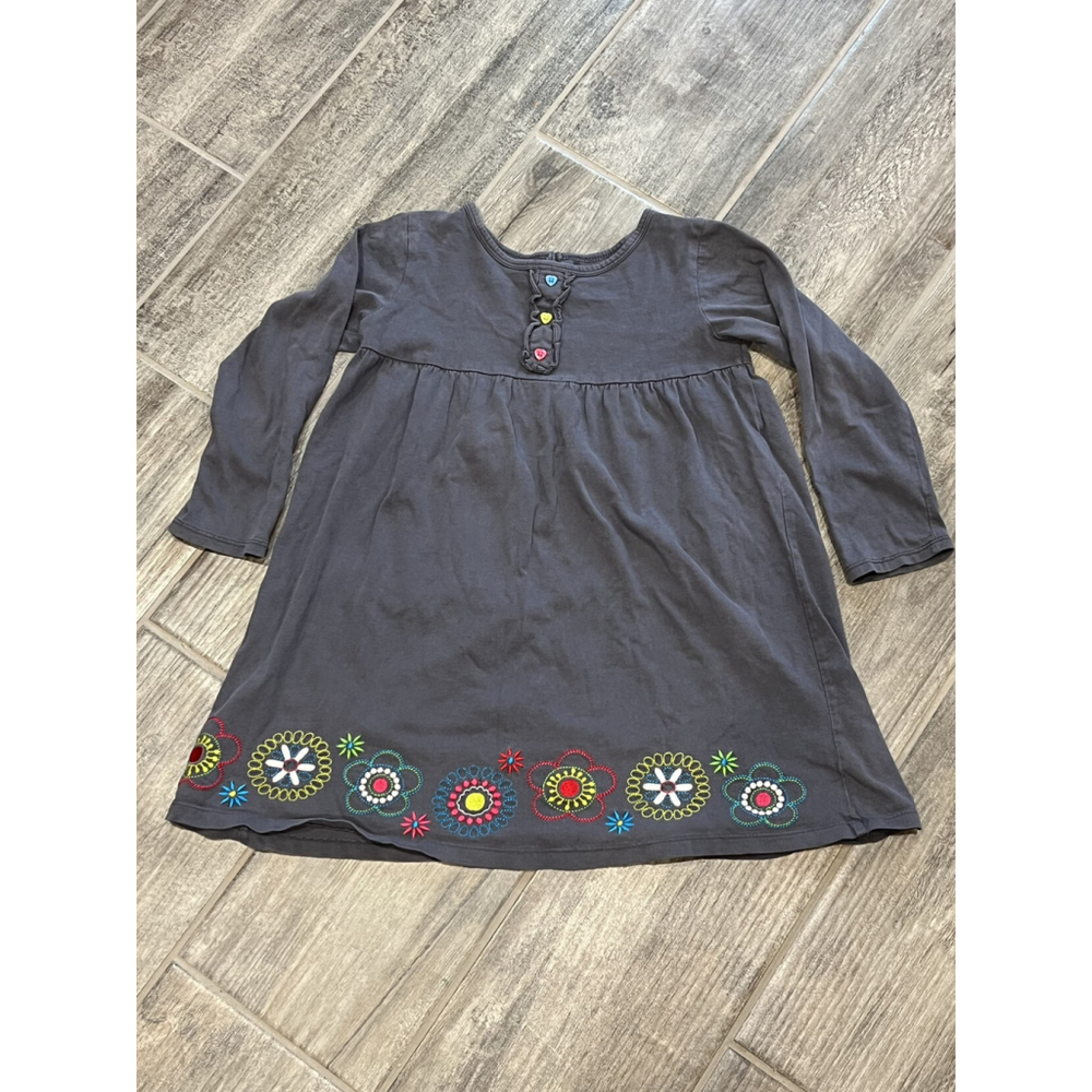 Carters's Dress Gray Embroidered Flowers Long Sleeve‎ Girls Size 6